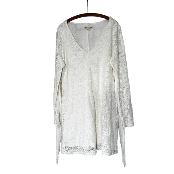 NWT Idyllwind by Miranda Lambert Ivory White Lace Midi Dress with Fringe Sleeves - Picture 1 of 11